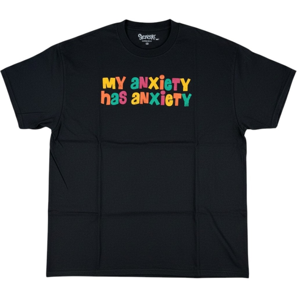 Spencer's Mens XL Black My Anxiety Has Anxiety Graphic T Shirt Funny‎ Novelty